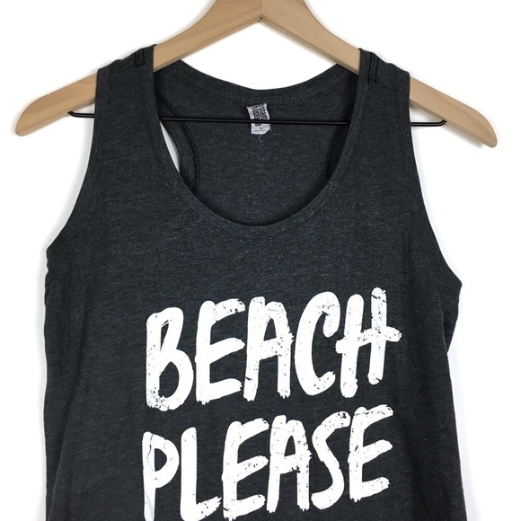 INSTANT MESSAGE Tank Top Racerback Beach Please Summer Athleisure Size Small - Picture 2 of 9